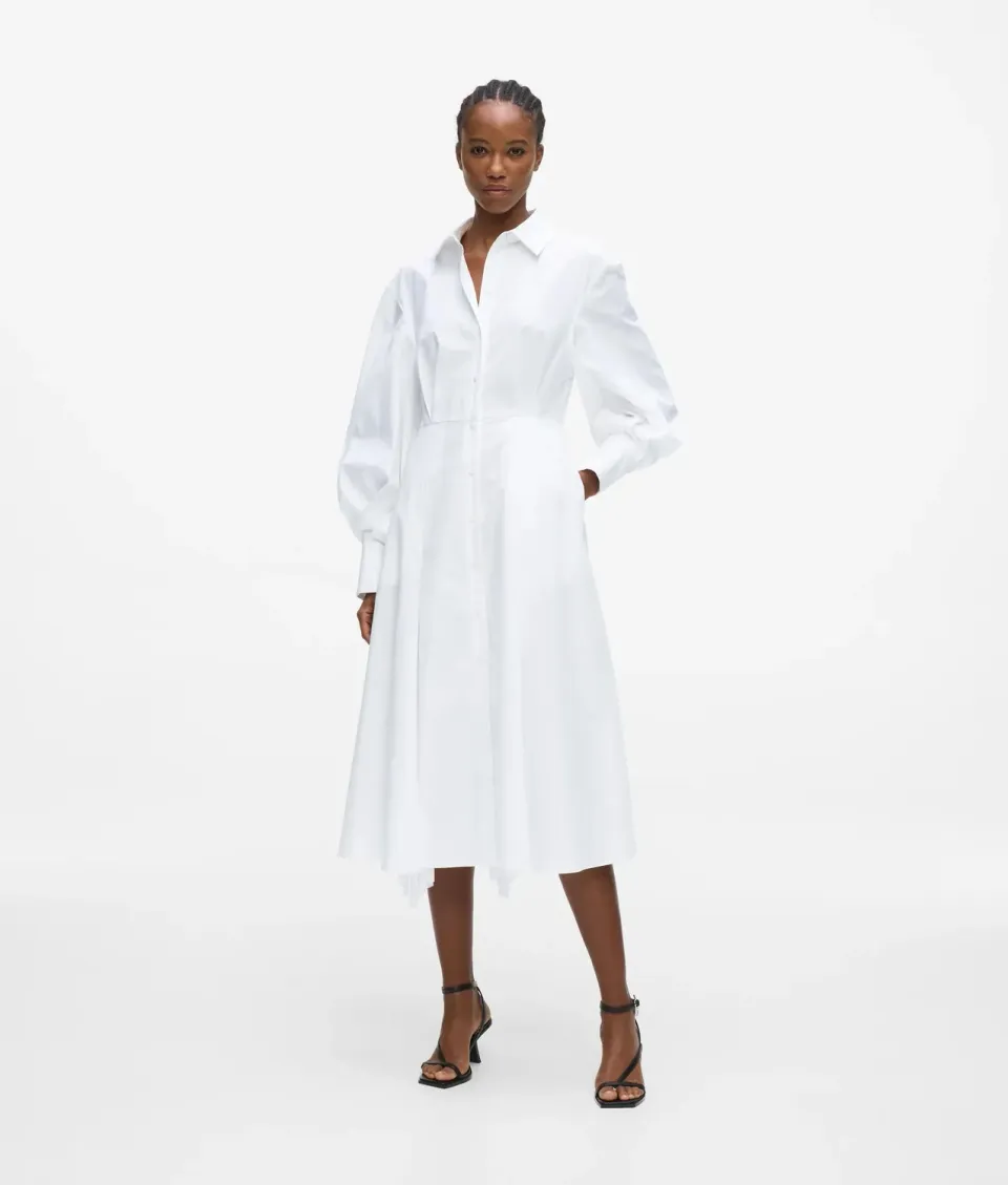 Karl Lagerfeld Poplin Hemdkleid Bio-Baumwolle plissiert