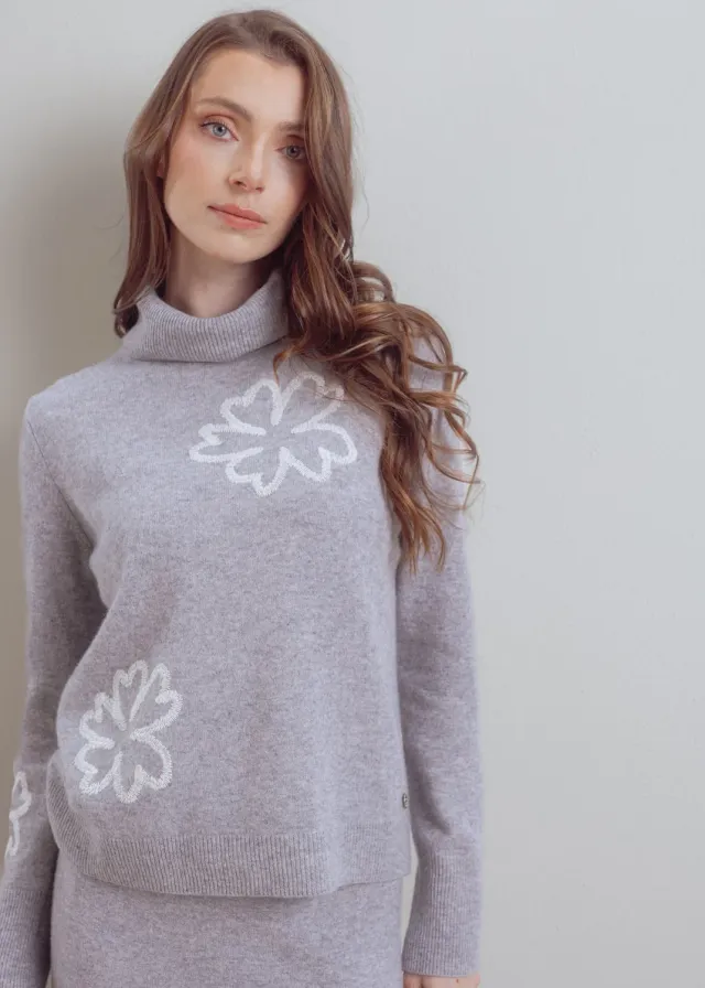 Senatex Rollkragenpullover Wollpullover Silver