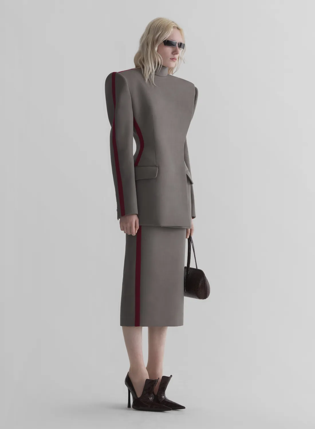 Mugler Pencil Skirt Midi Bicolor Wolle