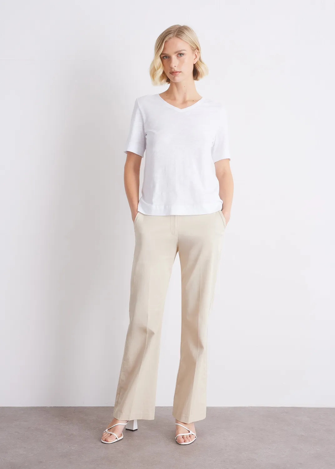 Senatex V-Shirt Basic Weiß OCS-Baumwolle