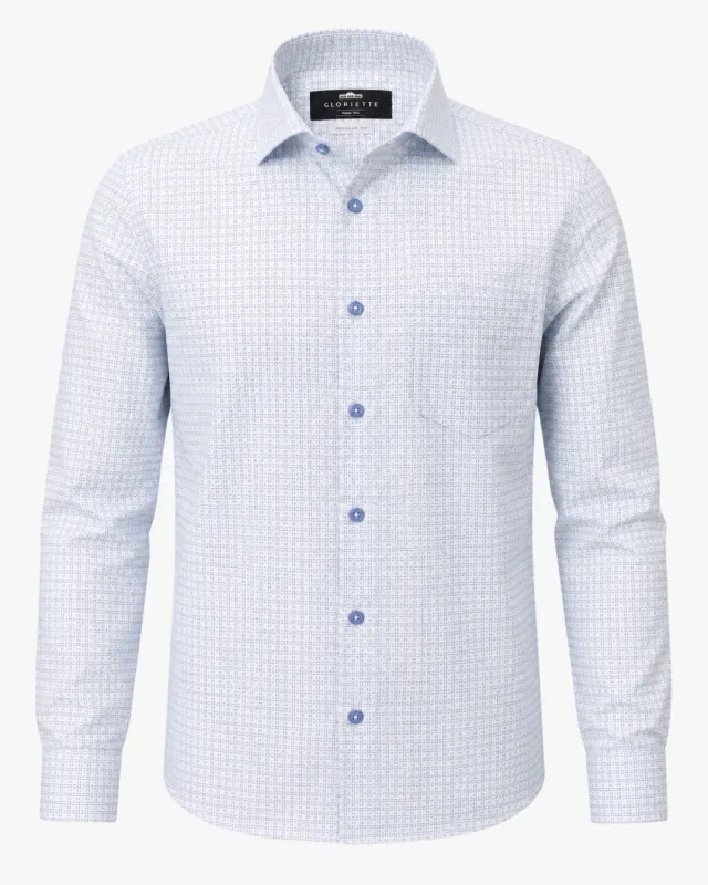 Gloriette Hemd Mikro-Muster Regular Fit Hemd weiß-blau Baumwolle