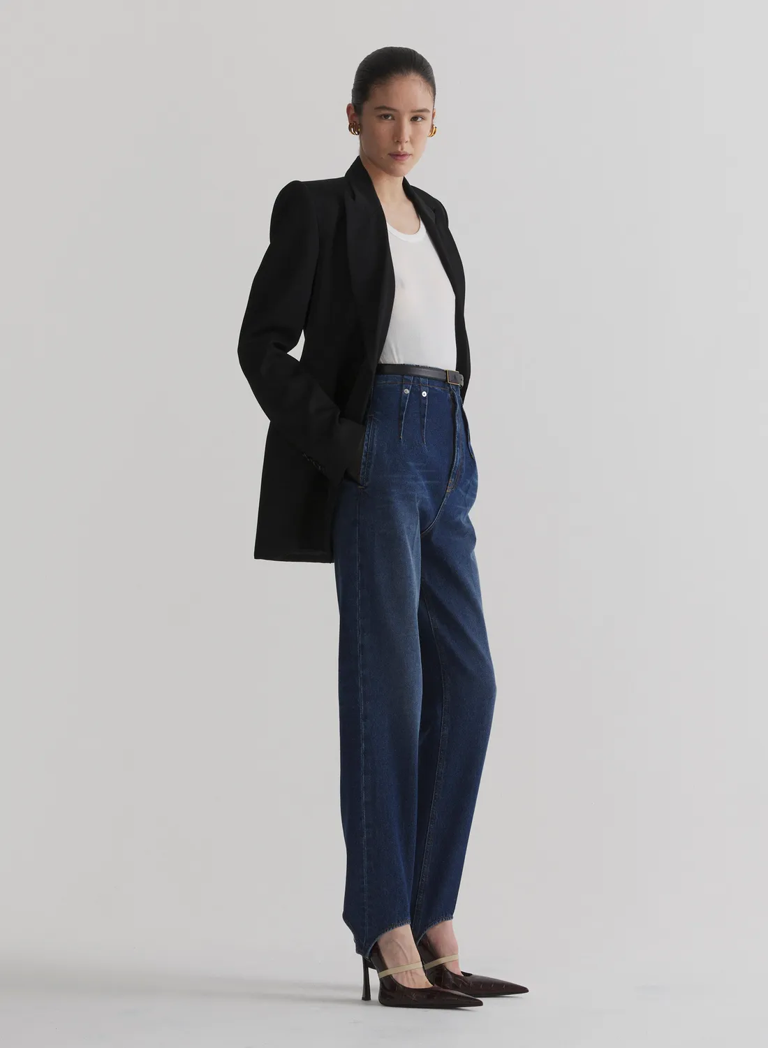 Mugler Stirrup Cigarette Jeans Washed Denim High-Waist