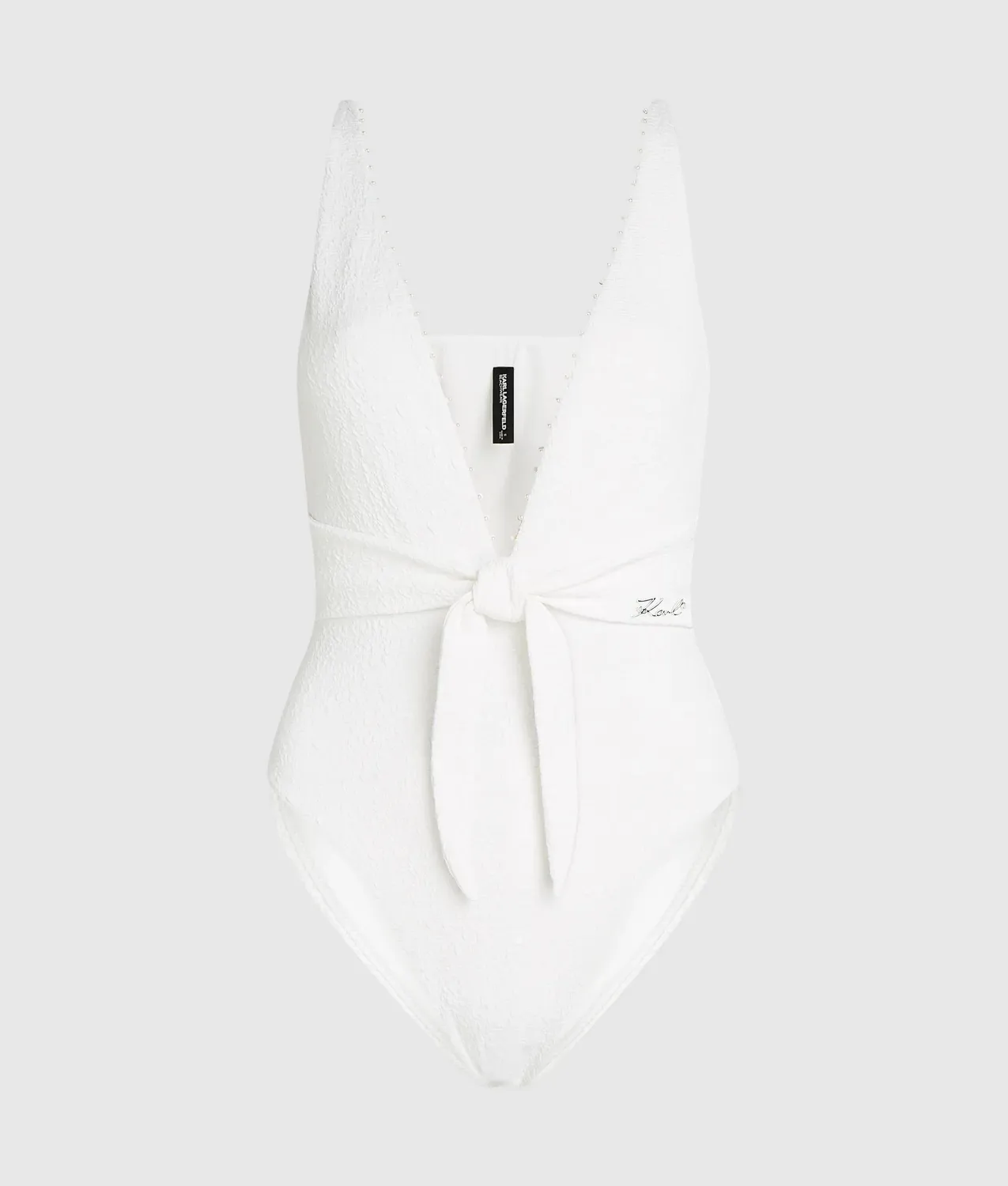 Karl Lagerfeld Badeanzug Perlen schwarz Textur