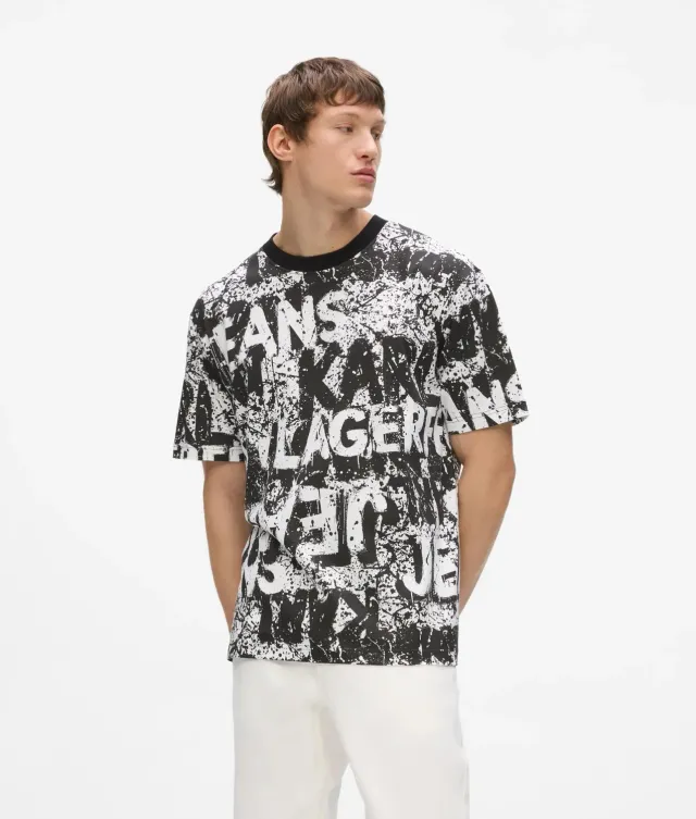 Karl Lagerfeld KL Jeans Relaxed All-Over Graphic T-Shirt Bio-Baumwolle