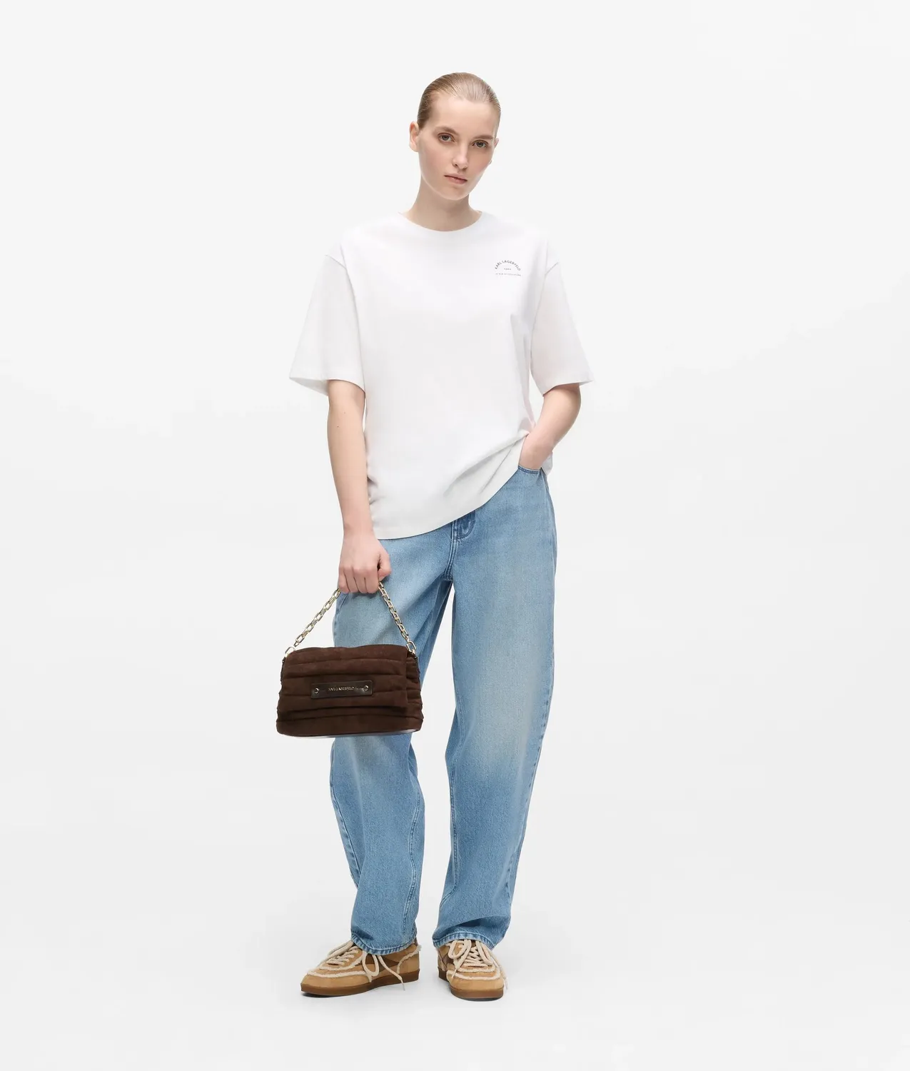 Karl Lagerfeld K/Essential Plié Crossbody Wildleder