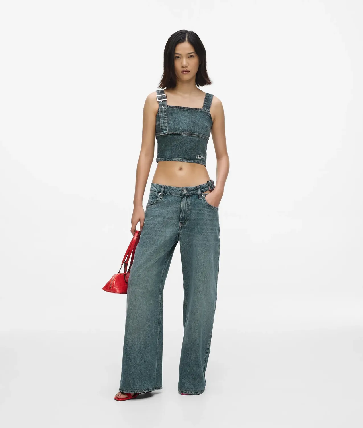 Karl Lagerfeld KL Jeans Wide Low-Rise Schnalle