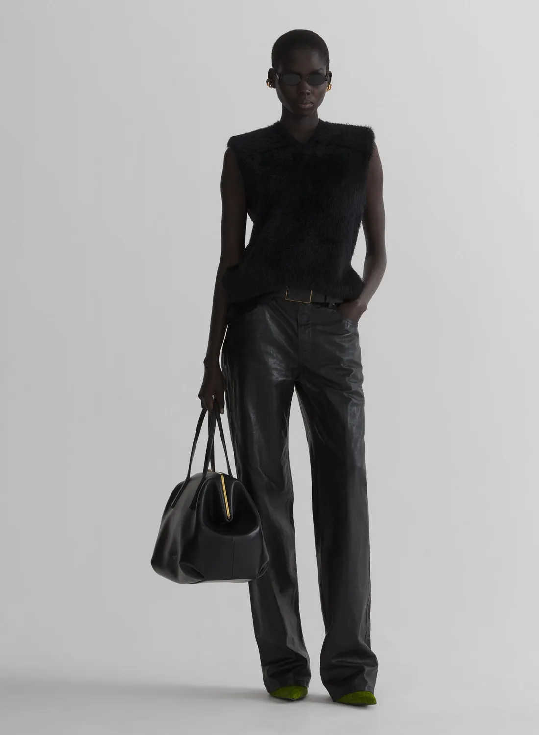 Mugler Knit Top Schwarz Ärmellos V-Ausschnitt