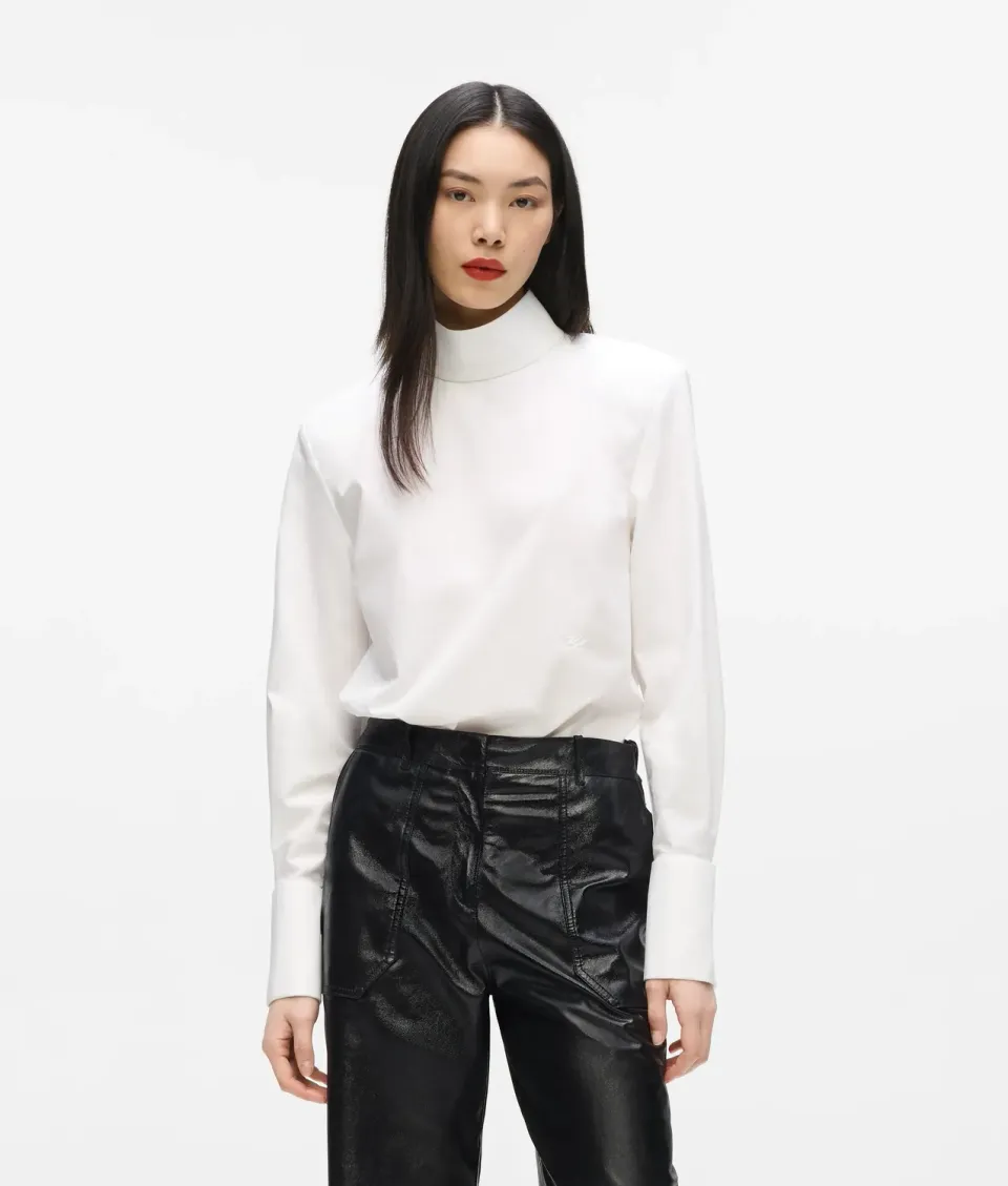 Karl Lagerfeld High Neck Bluse mit Stehkragen
