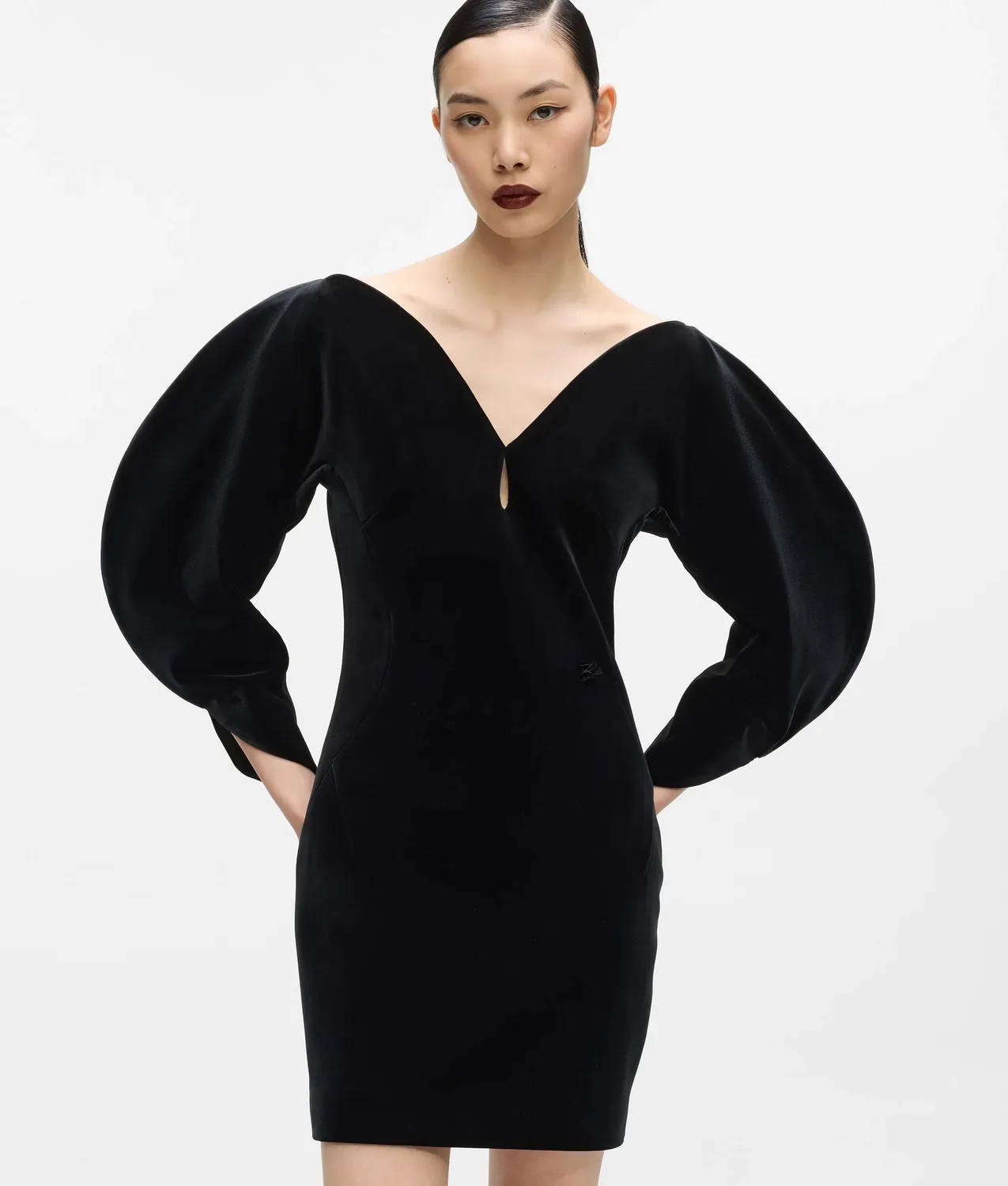 Karl Lagerfeld KL Studio Cocoon Kleid Samt Schwarz