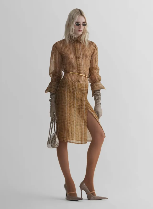 Mugler Sheer Organza Wickelrock knielang transparent