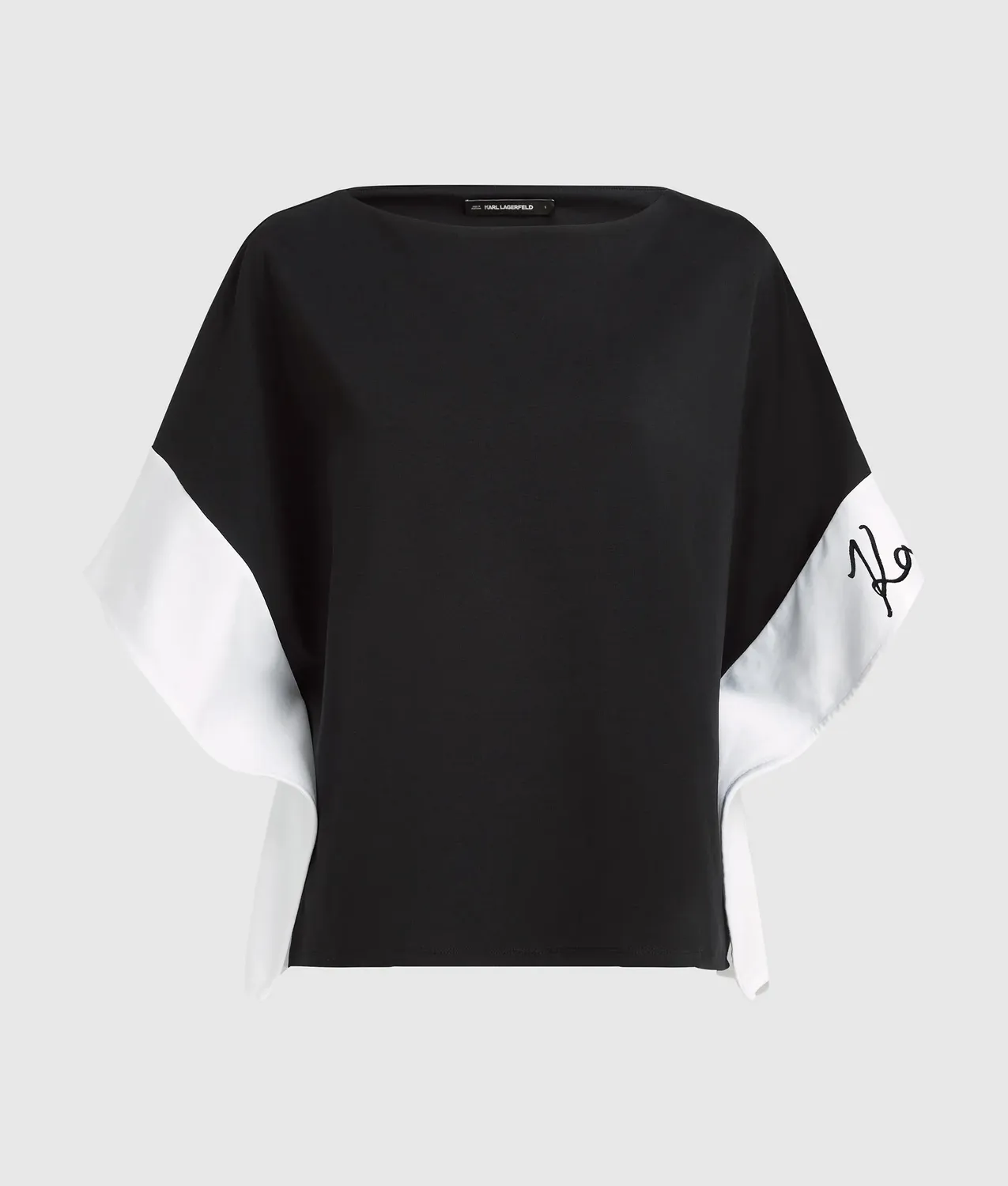 Karl Lagerfeld Signature Top Damen Weitärmel Boot-Ausschnitt