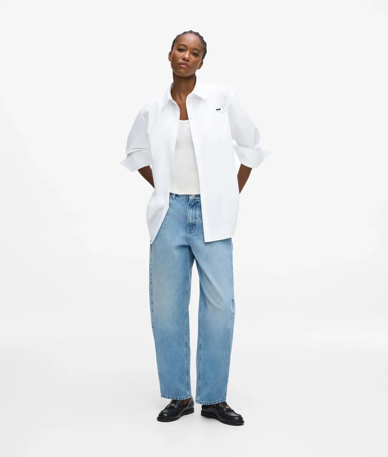 Karl Lagerfeld Ikon Choupette Poplin Bluse Bio-Baumwolle