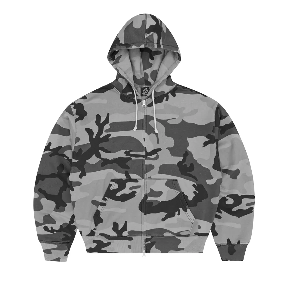 Corteiz Diplomatic Zip-Hoodie Washed Camo Baumwolle