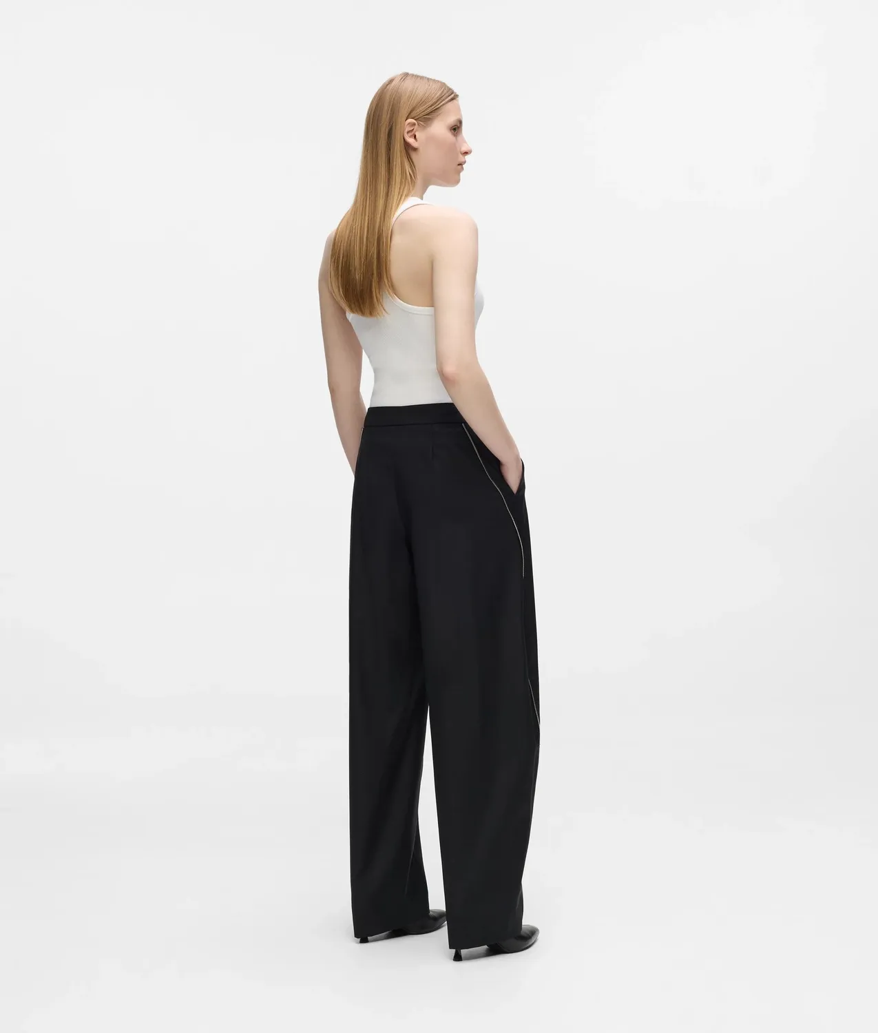 Karl Lagerfeld Barrel-Leg Zip Pants Wollmix