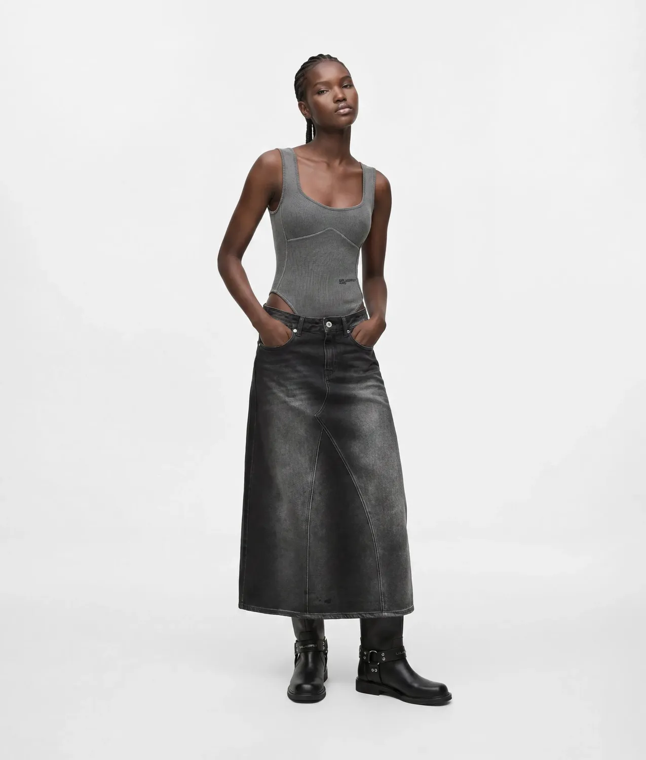 Karl Lagerfeld Denim Maxi-Rock Jeansrock Größe S