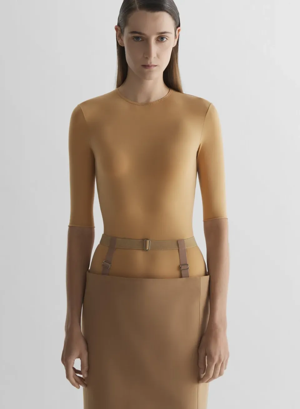 Mugler Second Skin Jerseytop beige eng