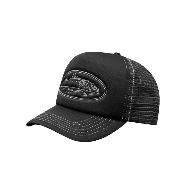 Corteiz Island Outline Trucker Cap Schwarz Snapback