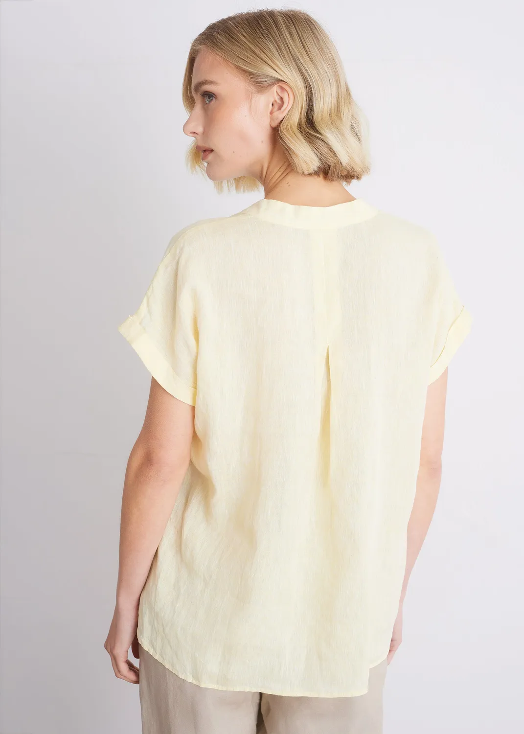 Senatex Leinenbluse mit V-Ausschnitt Leinenbluse Vanilla 34
