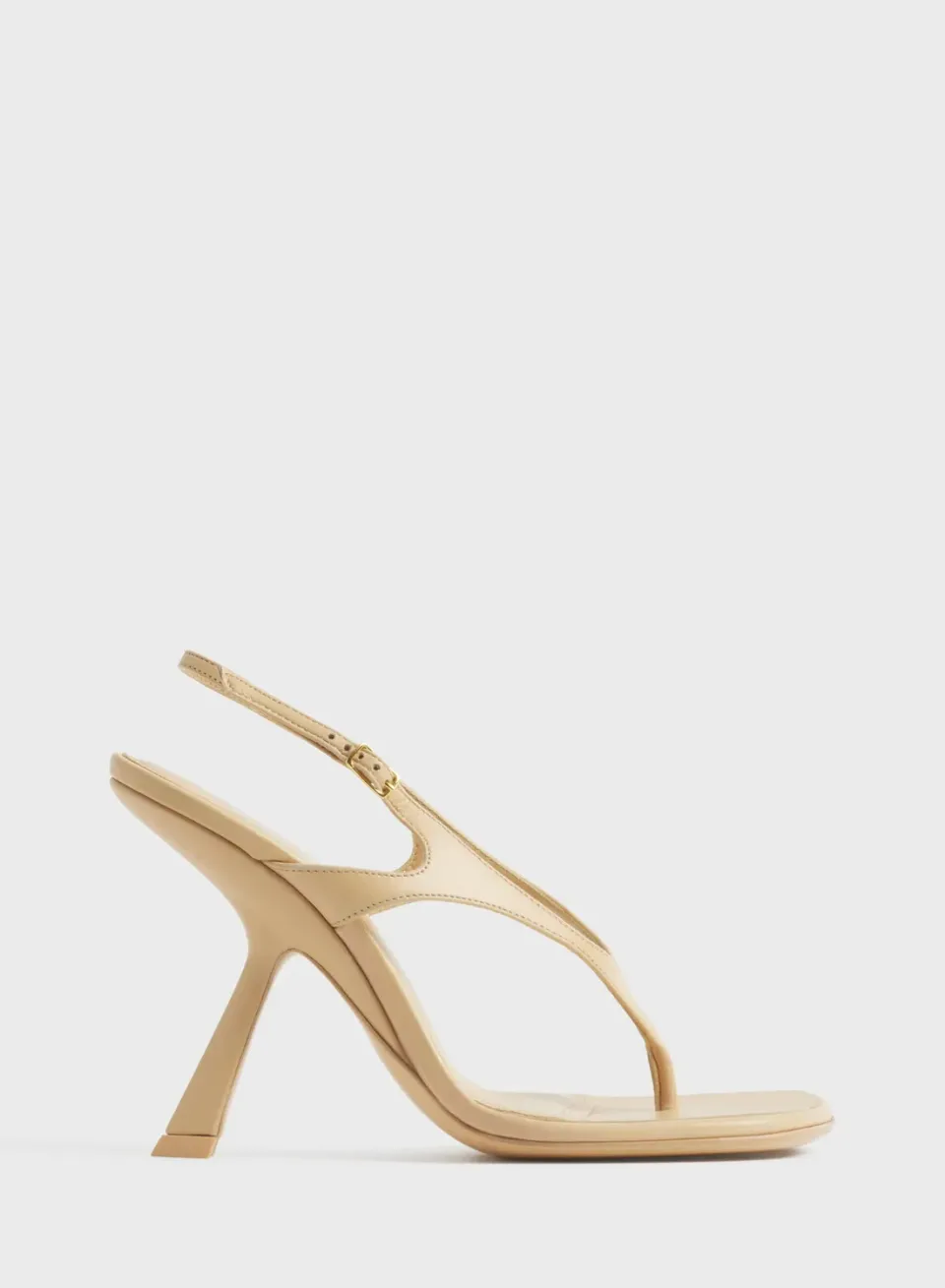 Mugler Thong Sandalen beige Leder 105 mm Absatz