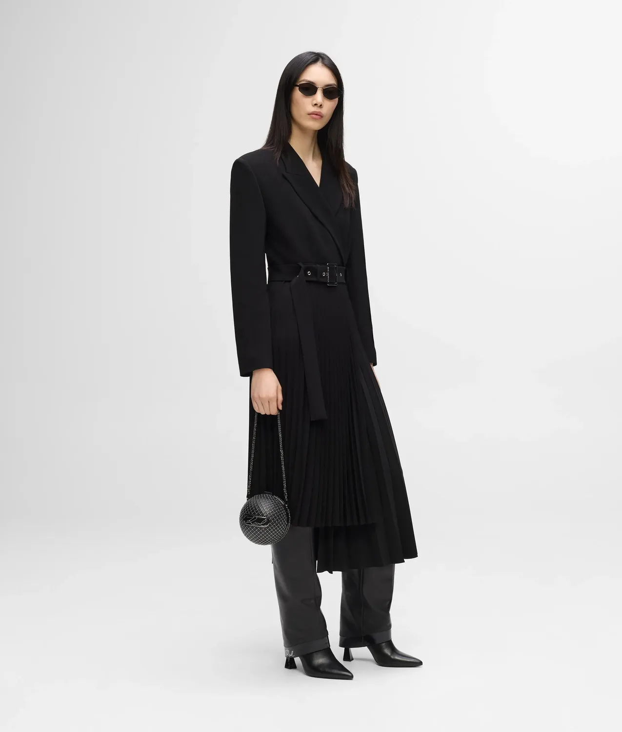 Karl Lagerfeld Asymmetric Kleid plissiert Gr 0-10 figurbetont