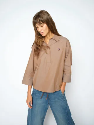 Mos Mosh MMBritze Cam Baumwollbluse Oversize Natur