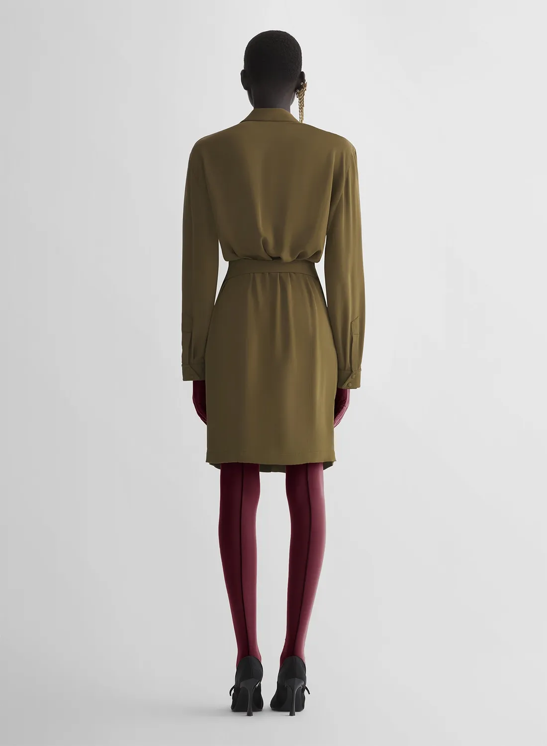 Mugler Re/Edit Cow-Boy Hemdkleid Krepp Knielang