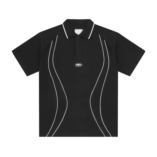 Corteiz Island Pique Polo Poloshirt Schwarz Baumwolle