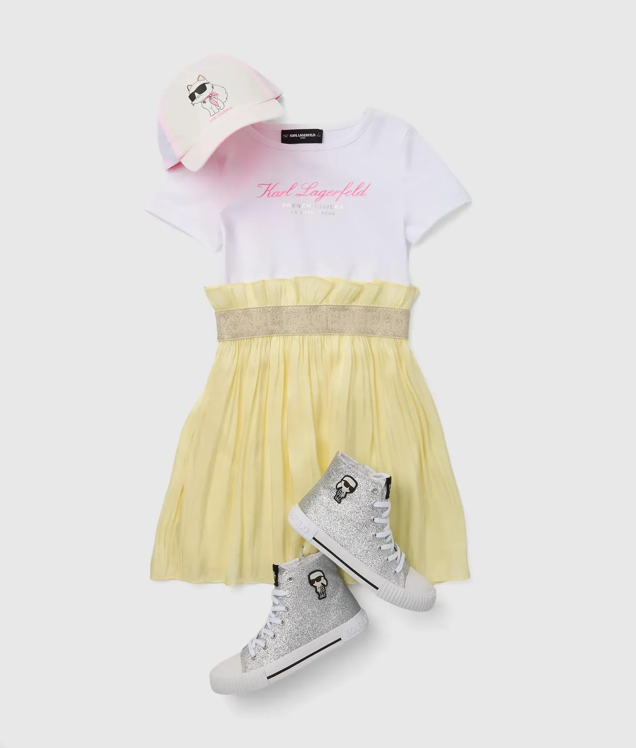 Karl Lagerfeld Girls T-Shirt Kleid Meshrock Logo 2Y-16Y