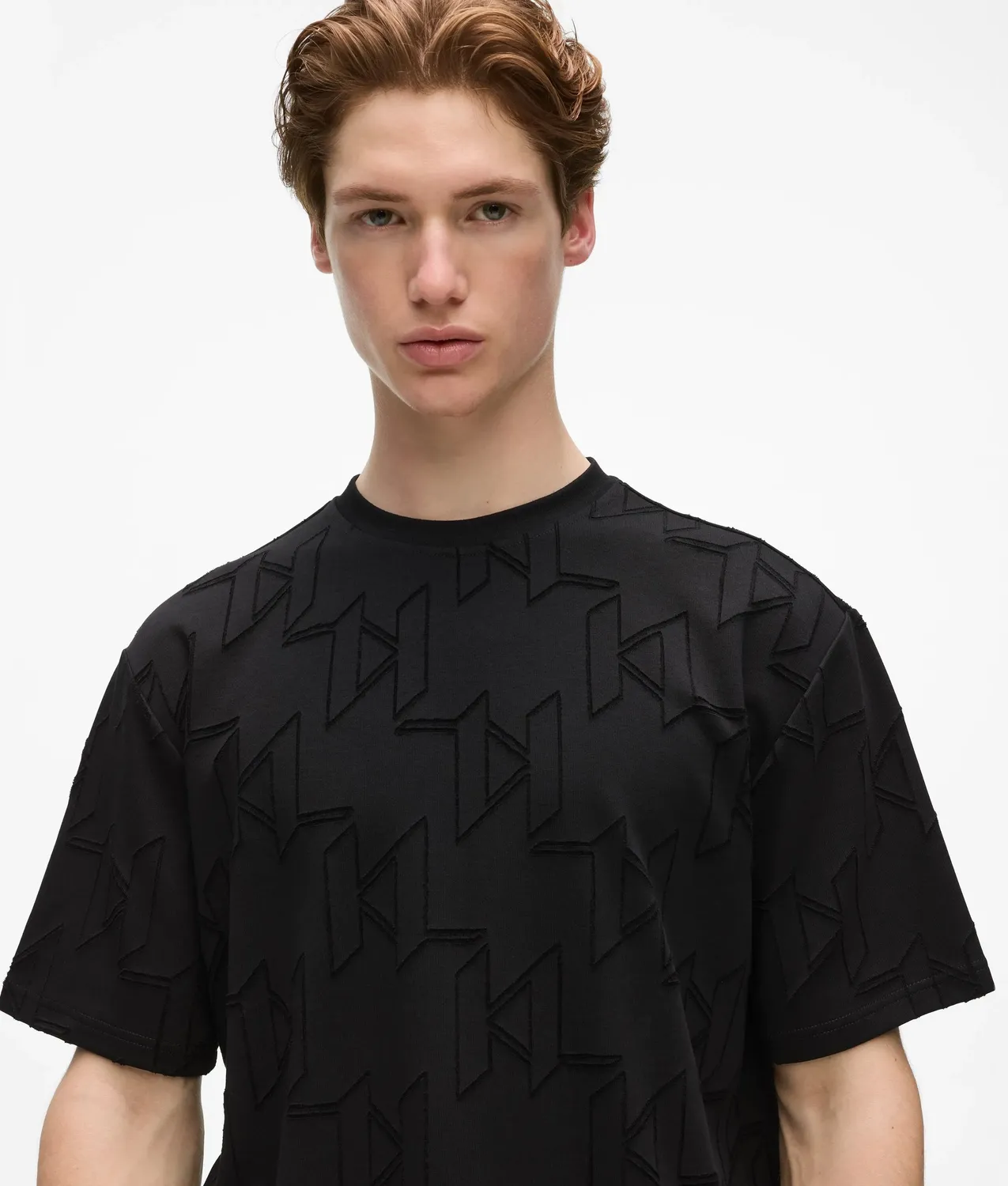 Karl Lagerfeld All-Over Monogram T-Shirt Crew-Neck