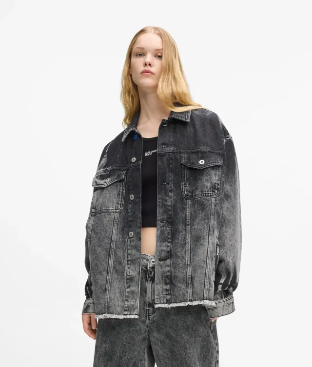 Karl Lagerfeld KL Jeans Jeansjacke Bleached Raw-Hem
