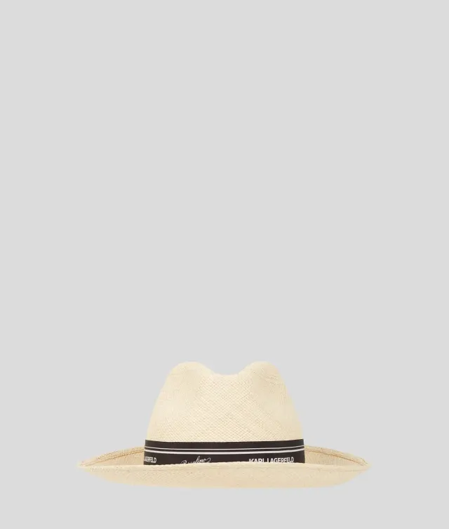 Karl Lagerfeld x Borsalino Panama Strohhut breite Krempe