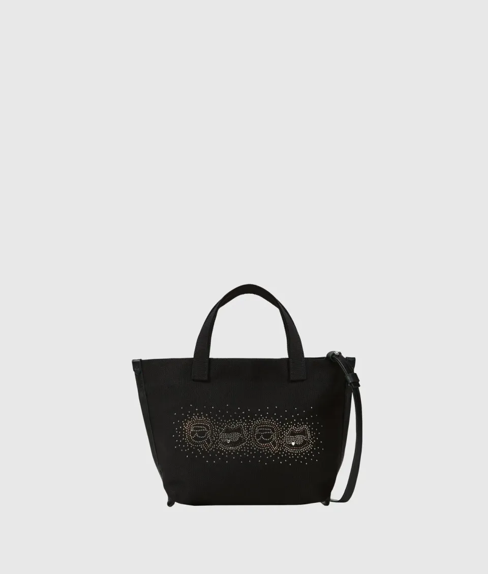 Karl Lagerfeld Ikon Strass Shopper klein schwarz