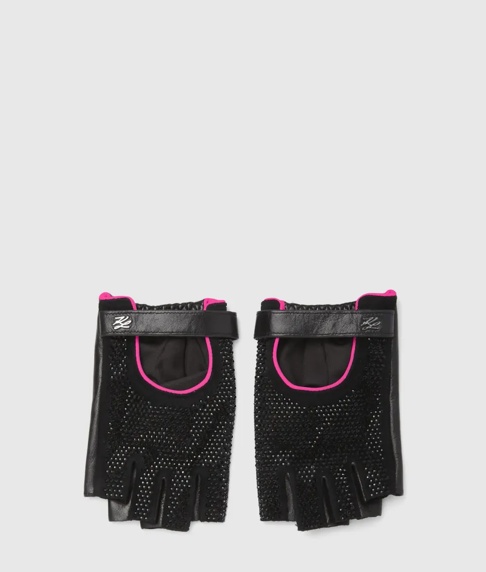 Karl Lagerfeld K/Autograph Handschuhe fingerlos Strass