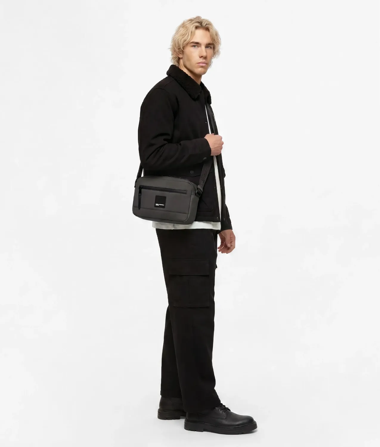 Karl Lagerfeld Jeans Crossbody Bag Coated-Look Schwarz