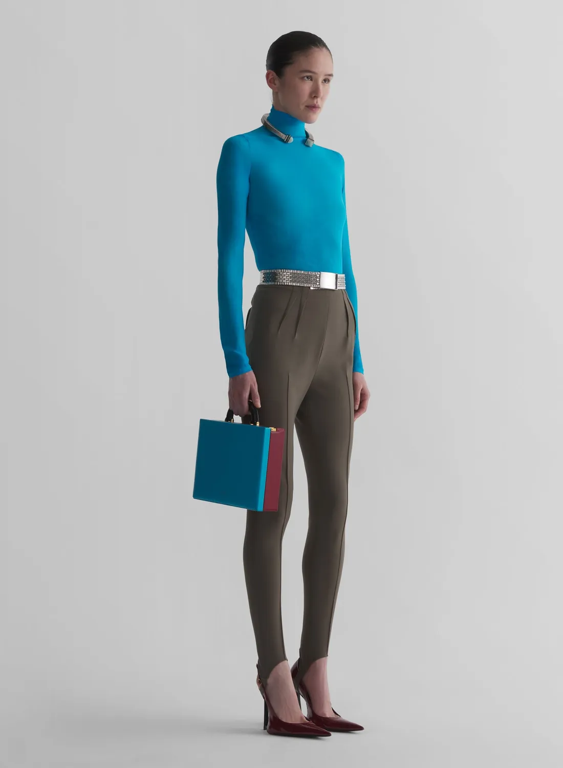 Mugler Long Sleeve Top Oberteil türkis langarm