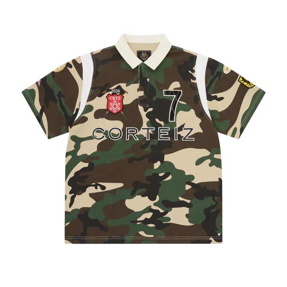 Corteiz Alpine Polo Shirt Poloshirt Bach Camo Baumwolle