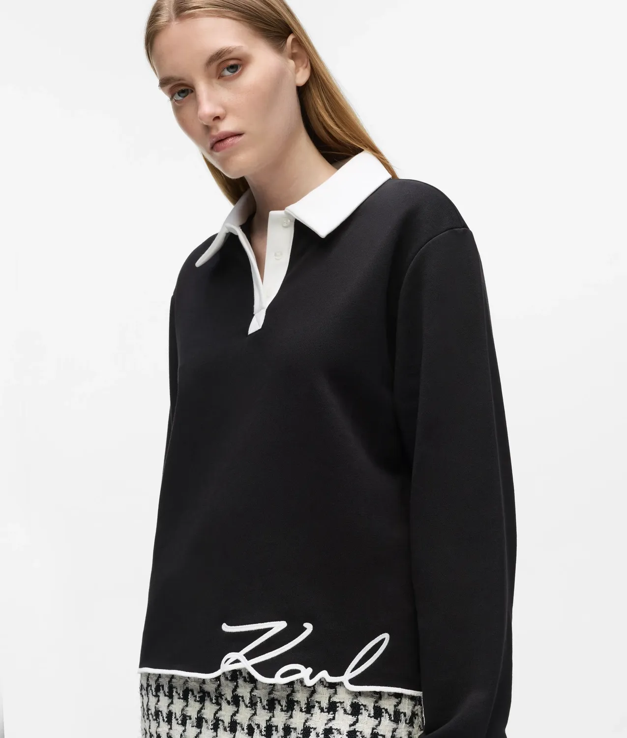 Karl Lagerfeld Signature Polo Sweatshirt Bio-Baumwolle