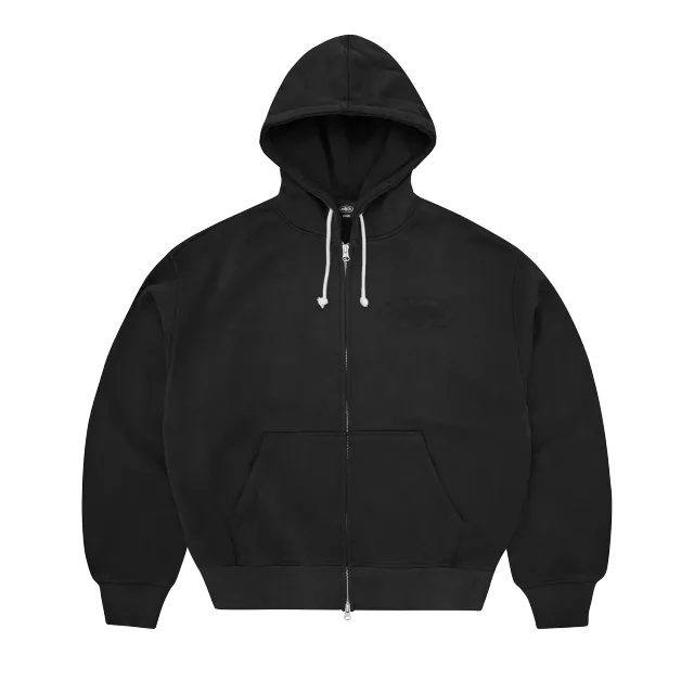 Corteiz Island Knockout Zip Hoodie Black Baumwolle 440 GSM