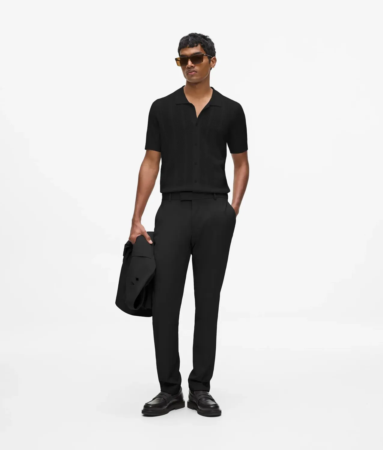 Karl Lagerfeld Kurzarm Strick Polo Herren Knit gerader Schnitt