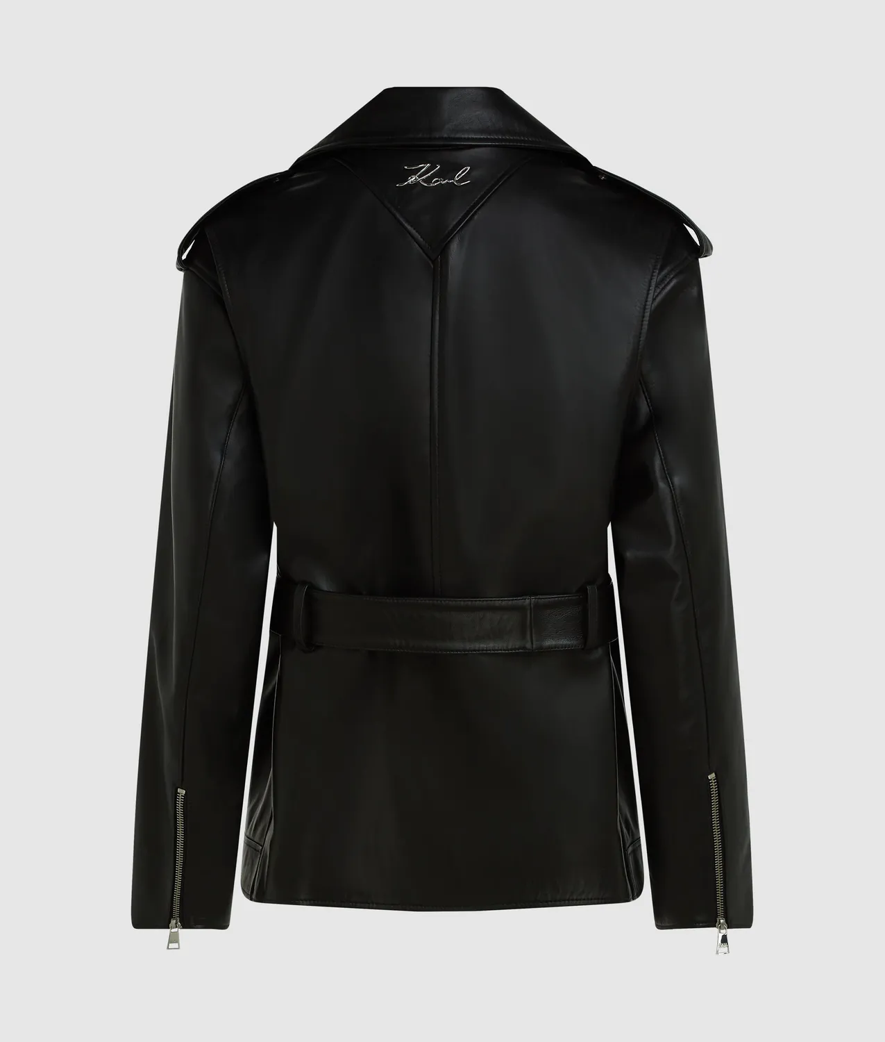 Karl Lagerfeld Lederjacke schwarz Oversize asymmetrisch