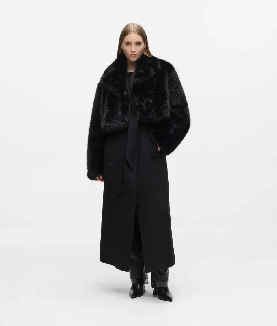 Karl Lagerfeld Transformable Mantel Kunstfell lang