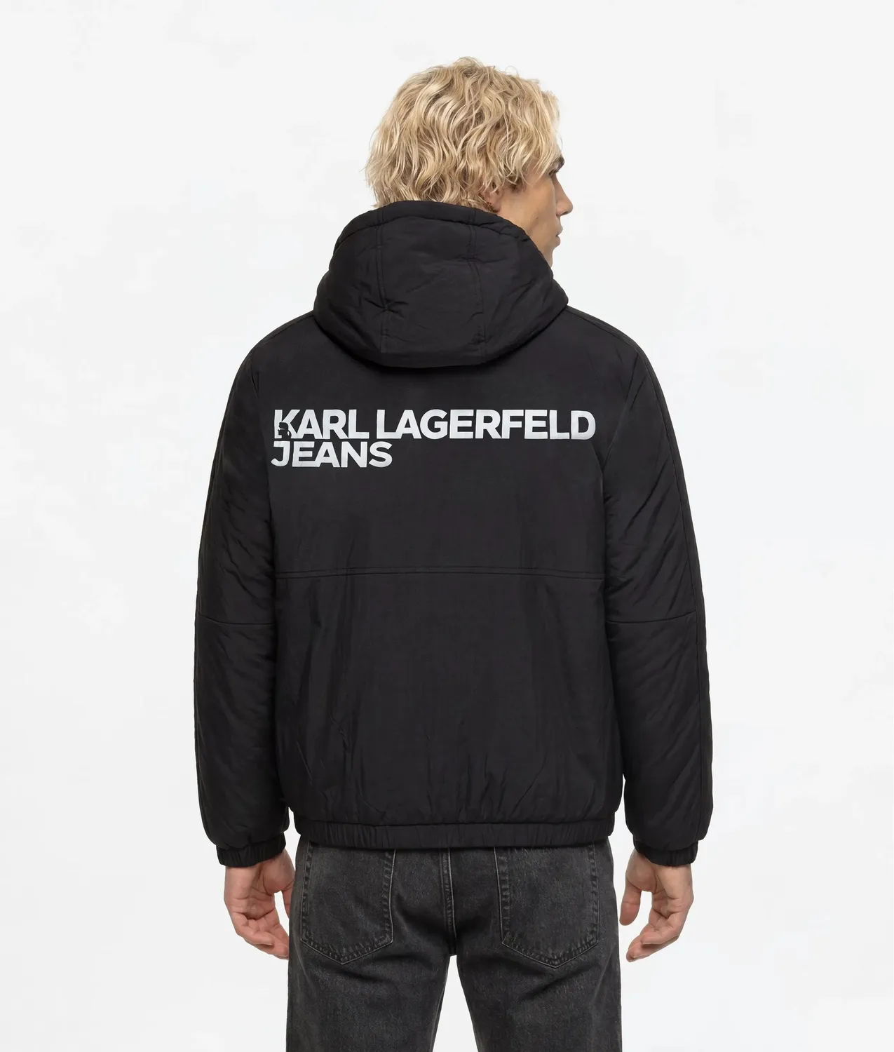 Karl Lagerfeld Reversible Teddy Puffer Jacke Wende Logo