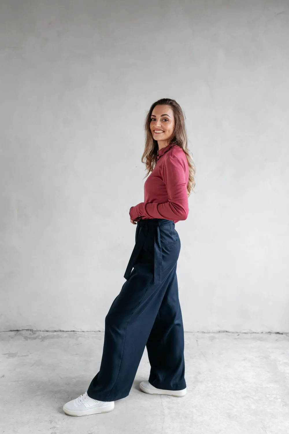 isarti Piega Hose Notte Blu Tencel weit