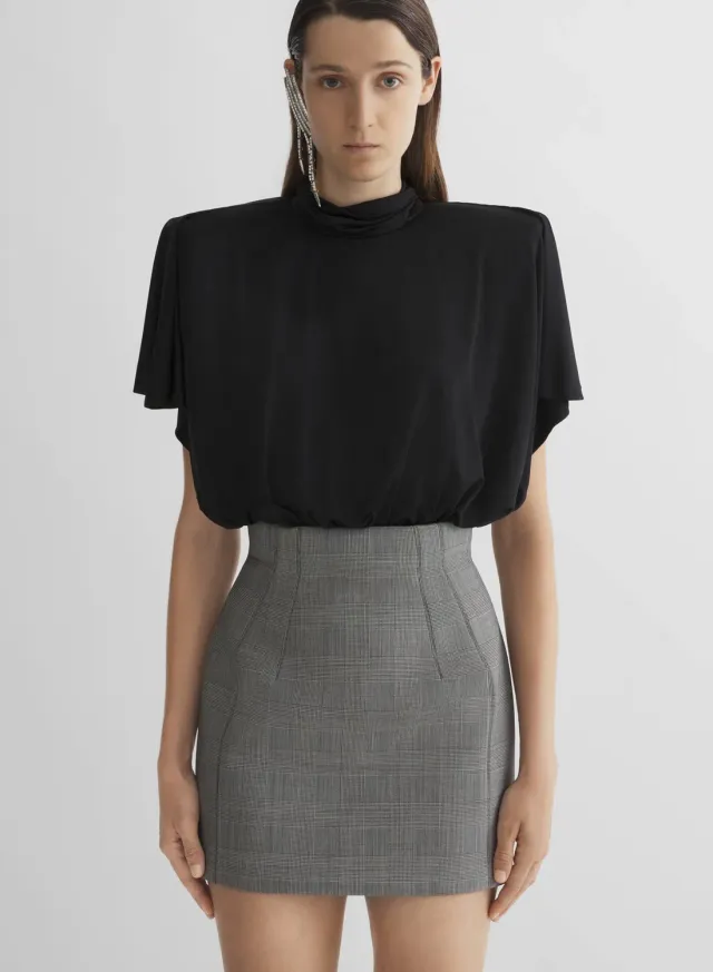 Mugler Draped Power Bodysuit schwarz Jersey