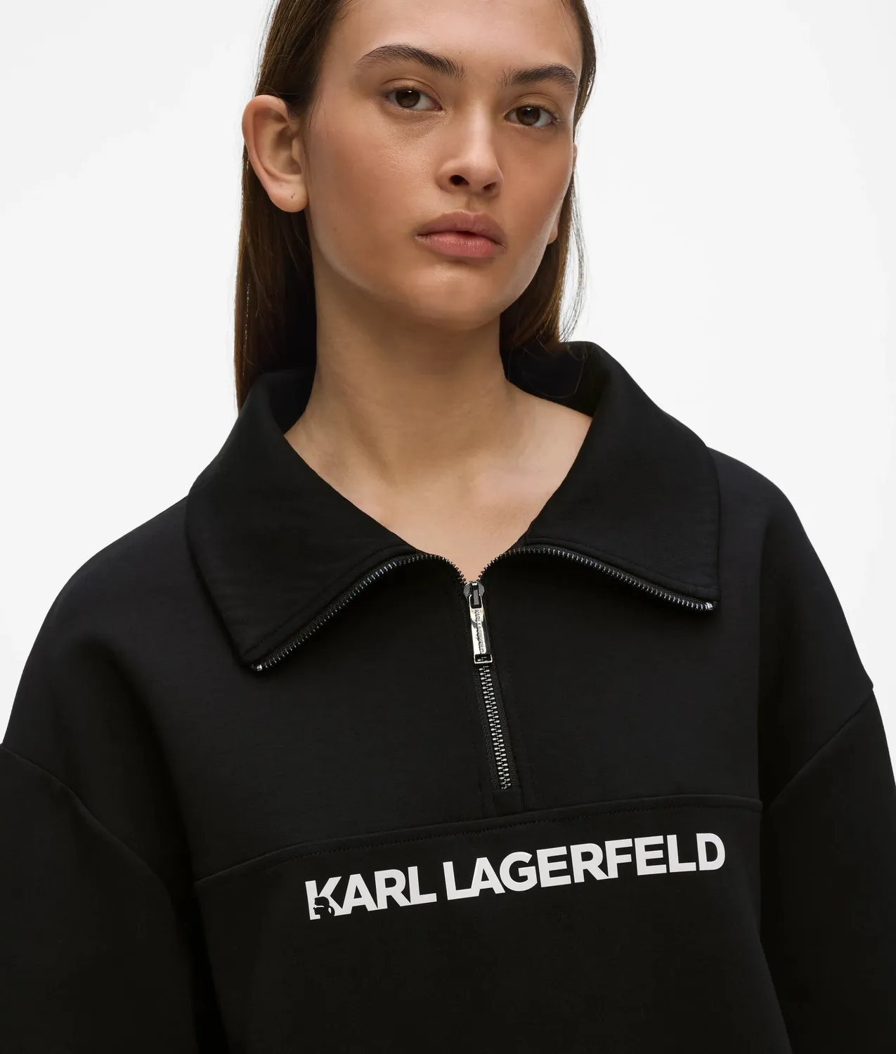 Karl Lagerfeld Logo Sweatshirt Half-Zip Baumwolle