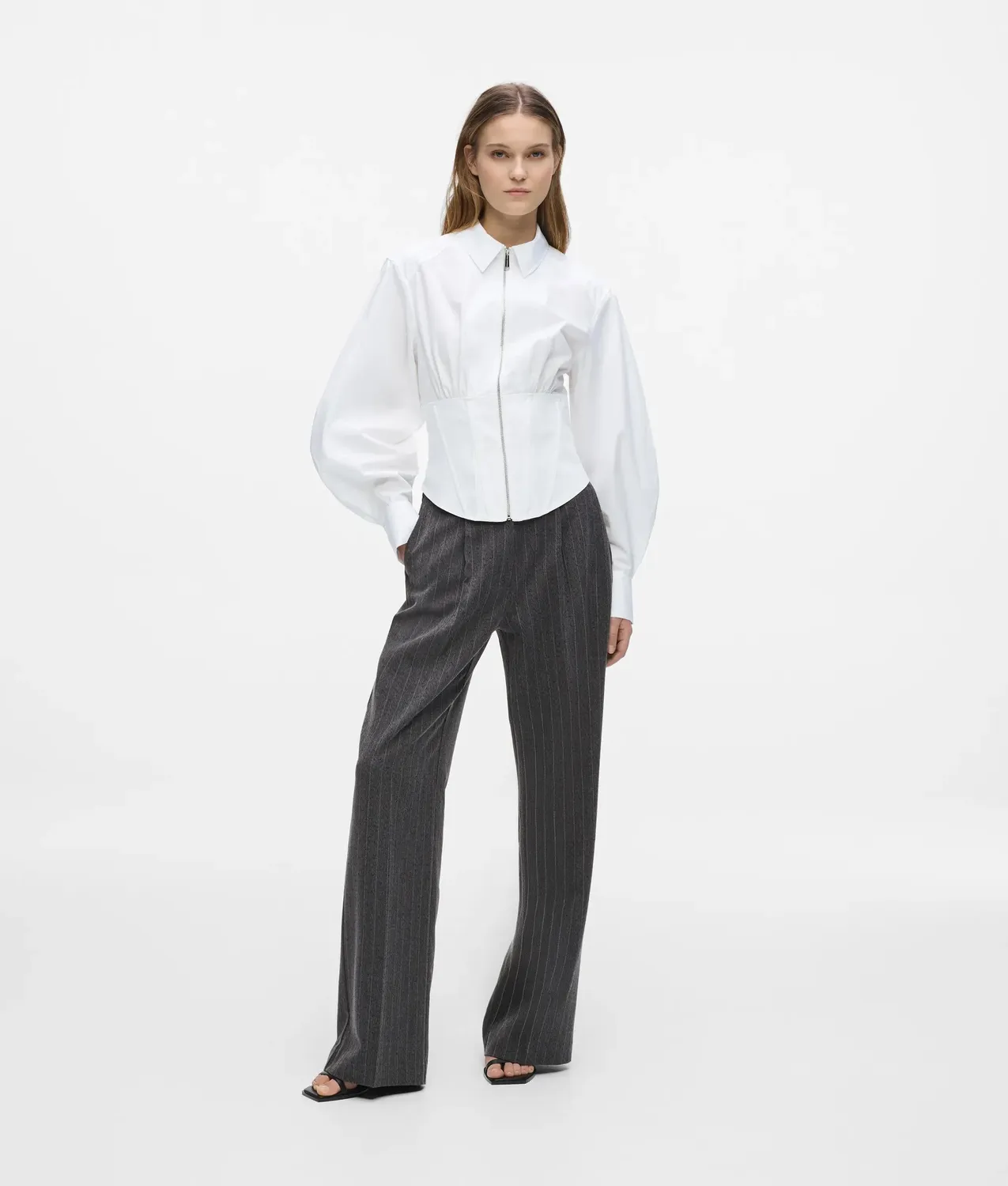 Karl Lagerfeld Corset Popeline Bluse Bio-Baumwolle