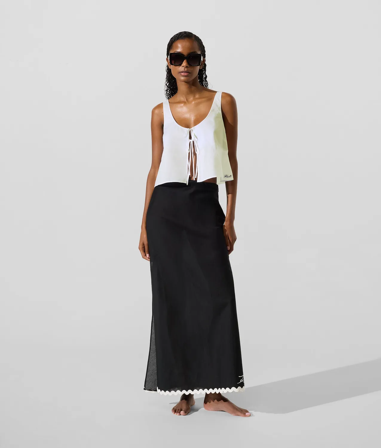 Karl Lagerfeld Tie-Front Strandtop Baumwolle ärmellos