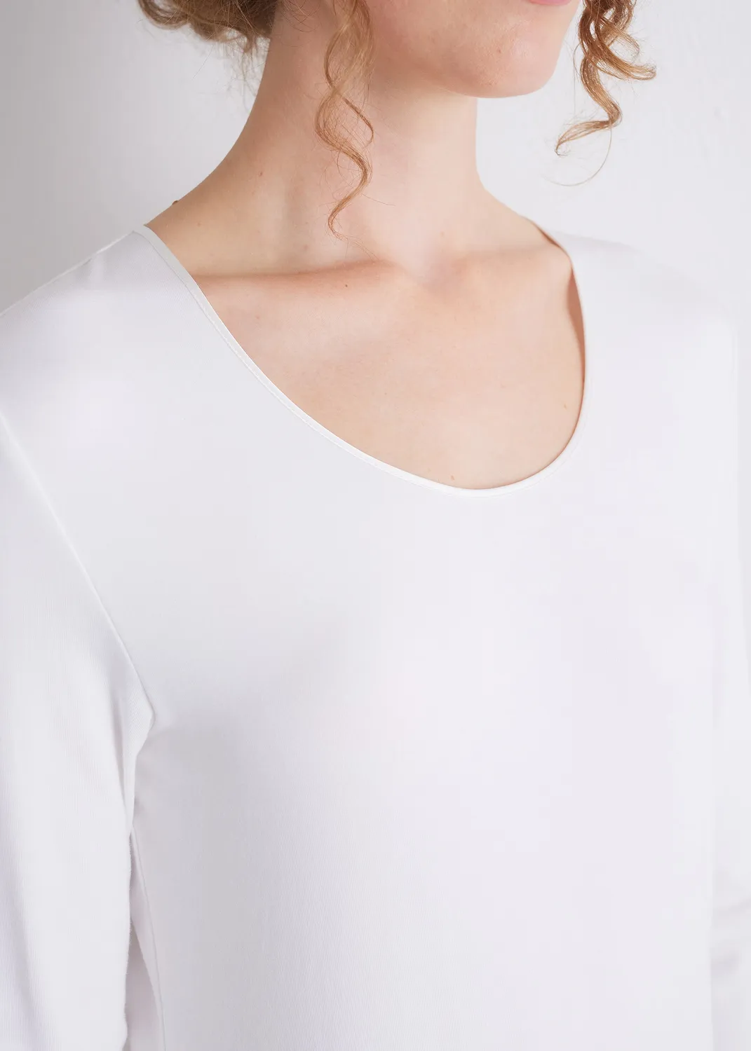 Senatex 3/4-Arm Shirt Off-White Viskose-Baumwolle