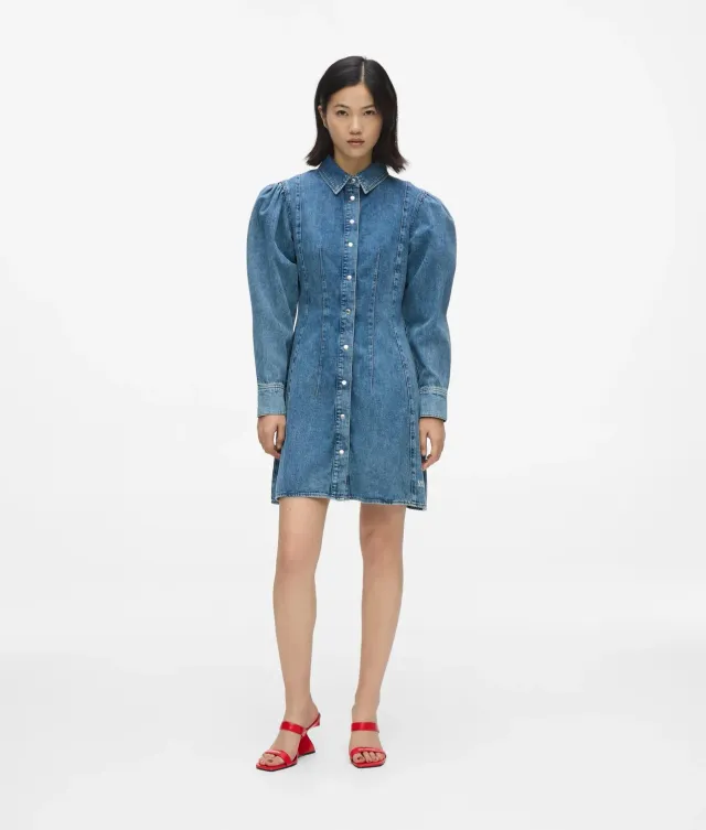 Karl Lagerfeld Puff Sleeve Denimkleid Jeanskleid Blau