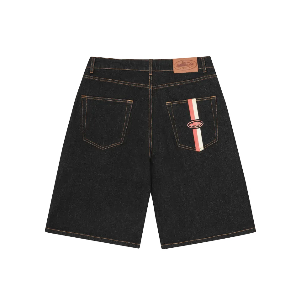 Corteiz Dual Stripe Denim Short washed black Jeans